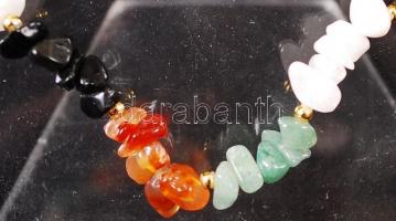 Nyaklánc többfajta féldrágakőből, h: 54 cm