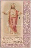 Jesus Art Nouveau litho, Jézus, dombornyomott litho