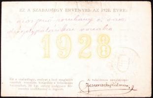 1928 HÉV személyre szóló szabadjegy