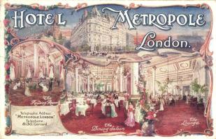 London, Hotel Metropole, floral art postcard (Rb)