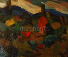 Nagy Előd (1942-): Házak a dombok között. Olaj, vászon, jelzett, 90×100 cm