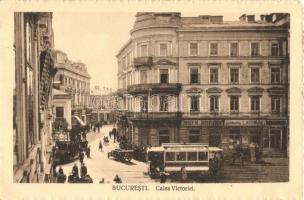 Bucharest, Bucuresti; Calea Victoriei / street with tram