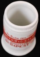 Dr. Budai féle Gyöngyvirág créme Városi Gyógyszertár Budapest feliratú porcelán gyógyszeres tégely, ...