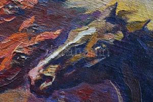 Benyovszky István (1898-1969): Csikós. Olaj, vászon, jelzett, repedezett festék, antik keretben, 70×...