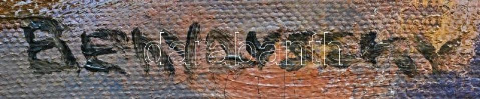 Benyovszky István (1898-1969): Csikós. Olaj, vászon, jelzett, repedezett festék, antik keretben, 70×...