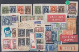 80 db külföldi illetékbélyeg és levélzáró 2 stecklapon