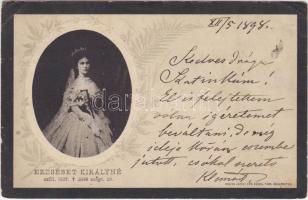 1898 Erzsébet / Queen Elisabeth, Sissi, floral obituary postcard (EB)