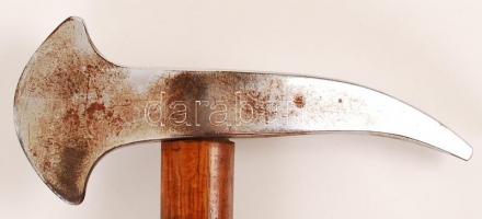 Acél fejes fokosbot, alján fém szerelékkel, m:89 cm