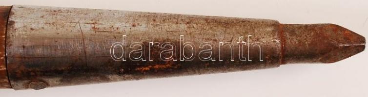 Acél fejes fokosbot, alján fém szerelékkel, m:89 cm