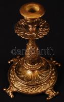 Antik hatású bronz gyertyatartó, m: 17 cm