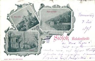 1898 Siófok, Dr. Ney-villa, korzó, hajóállomás (levágott / cut)