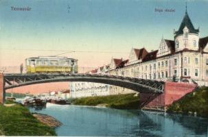 Temesvár, Béga-híd villamossal / Bega riverside, bridge, tram