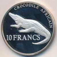 Kongó 2010. 10Fr "Afrikai rokodil" T:PP ujjlenyomat Congo 2010. 10 Francs "African crocodile" C:PP fingerprint