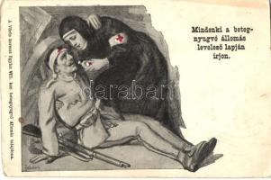 WWI Hungarian injured soldier with Red Cross nurse s: Földes (fa)