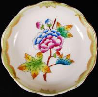 Herendi Viktória mintás porcelán asztali dísztálka, hibátlan, jelzett, m: 3,5 cm, d: 8 cm