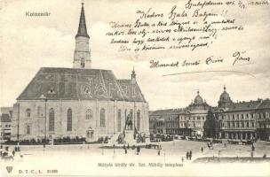 Kolozsvár, Mátyás király tér, Szent Mihály templom / square, church