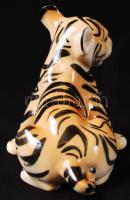 Lomonosov orosz porcelán tigris, hibátlan, jelzett, 13x13 cm