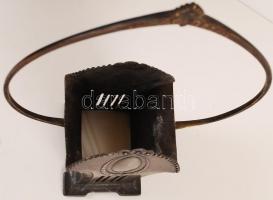 WMF szecessziós kosárka, üvegbetét hiányzik, jelzett, fém, m:25 cm/ Art noveau WMF basket, glass mis...