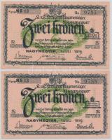 Nagymegyer / hadifogolytábor 1916. július 1. 2K (2x) "MS" arab sorozat- és sorszámmal, sorszámkövetők T:I,I-