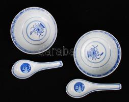 2 db kínai csésze kanállal, jelzettek, hibátlanok,