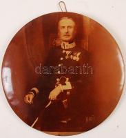 cca 1900 Katonákat ábrázoló kerek fém falikép, d: 15 cm