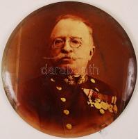 cca 1900 Katonákat ábrázoló kerek fém falikép, d: 15 cm