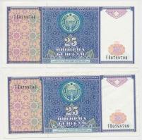 Üzbegisztán 1994. 25S (2x) sorszámkövetők T:I-,III Uzbekistan 1994. 25 Sum (2x) sequential serials C:AU,F Krause 77.