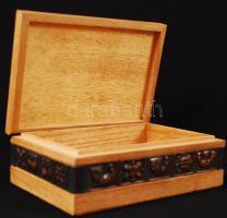 Iparművészet Vállalatos fa dobozka réz, díszítésekkel, 9×14 cm