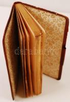 Régi aranyozott bőr kötéses zsebnaptár bejegyzésekkel