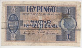 1938. 1P sorozat- és sorszám nélkül, festékfoltokkal és gyári papírránccal T:II-