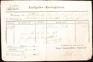 1866 DDSG feladóvevény / Aufgabs Recepisse kék / blue "KÖRTVÉLES"