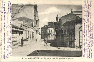 Bitola, Monastir; damagaed buildings at a corner (EK)