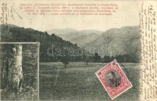 Teteven, Karvavo kladenche (Bloody well), carved cross on a beech tree by Zahari Stoyanov in 1886 for the memory of Georgi Benkovski's death in 1876 (EK)