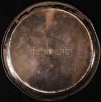 Kör alakú ezüst (Ag) tálca, horpadásokkal, karcolásokkal, jelzett, 280 g /
Silver tray, 280 g