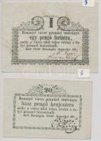 Rozsnyó 1849. 20Kr + 1Ft T:II,II-