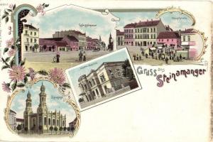 1898 Szombathely, Steinamanger; zsinagóga, Casino, litho (Rb)