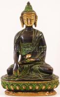 Gyógyító Buddha bronz szobor, jelzés nélkül, m: 15 cm, sz: 9 cm / Buddha bronz statue