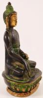 Gyógyító Buddha bronz szobor, jelzés nélkül, m: 15 cm, sz: 9 cm / Buddha bronz statue