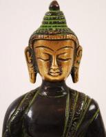 Gyógyító Buddha bronz szobor, jelzés nélkül, m: 15 cm, sz: 9 cm / Buddha bronz statue
