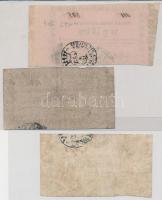 Miskolcz 1860. 10kr (2xklf) + 25Kr Miskolcz városi pénztári utalványa T:II-,III