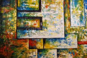 Tina Wood: Formák. Olaj, vászon, jelzett, 120×90 cm