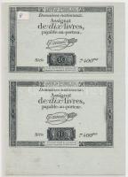 Franciaország 1792. 10L "Assignata" ív pár vízjellel T:I- France 1792. 10 Livres "Assignat" pair with watermark C:AU