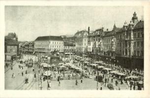 Zagreb, Jelacicev trg. / square, market place, tram (EK)