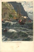 Limone sul Garda, Leuchtschiffe im Hafen; Ottmar Zieher No. 1367 litho s: M. Zeno Diemer