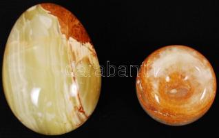 Achát csiszolt tojás talapzaton, m: 10 cm