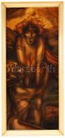 Herpai Zoltán (1951-2011): Medusa. (Akt) Akril, farost, lefolyás nyomokkal, jelzett, keretben, 108x50 cm