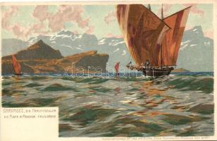 Gardasee, ein Frachtsegler; Ottmar Zieher No. 1365 litho s: M. Zeno Diemer