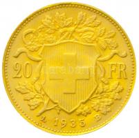 Svájc 1935B 20Fr Au "Helvetia" (6.46g/0.900) T:1-,2 Switzerland 1935B 20 Francs Au "H...