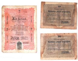 1848-1849. 30Kr (2x) + 2Ft + 5Ft (5x) + 10Ft (3x) "Kossuth bankó" lefűzhető mappában berakólapokon T:vegyes