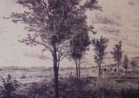 Gross Arnold (1929-): Nyár. Rézkarc, papír, jelzett, 19×29 cm